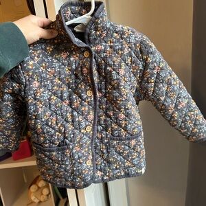 Kids Floral Quilted Puffer Jacket - Gray